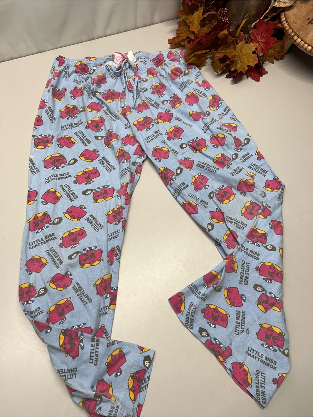 Little Miss Chatterbox Pajama Pants - Light Blue with Pink Characters